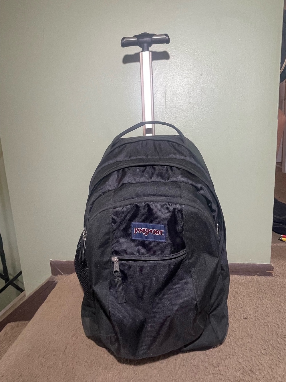 Jansport Black Rolling Backpack with Telescopic Handle